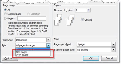 How to Print Even or Odd pages of a Word Document.